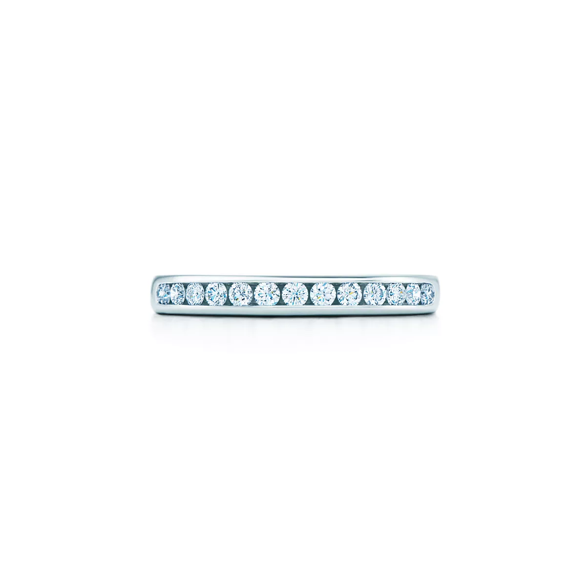  Wedding Band in Platinum with a Half-circle of Diamonds, 2.5 mm