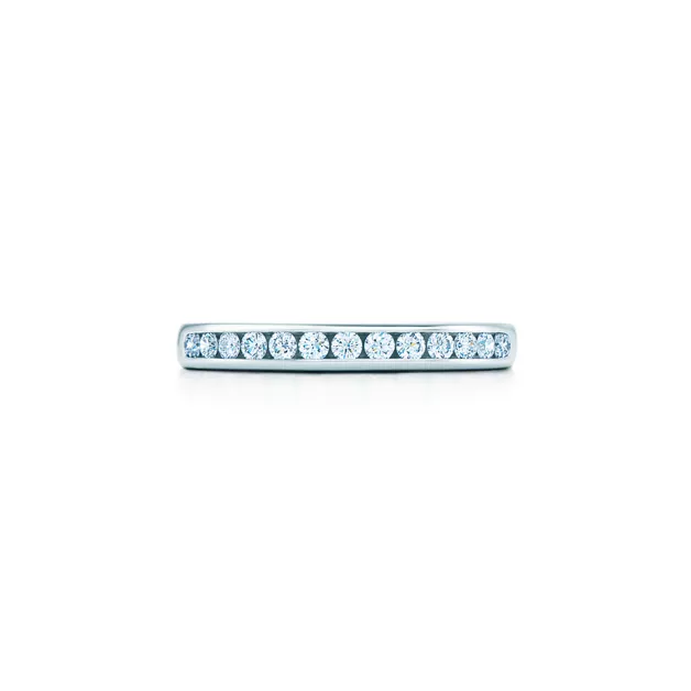 Tiffany® Setting:Wedding Band in Platinum with a Half-circle of Diamonds, 2.5 mm image number 0