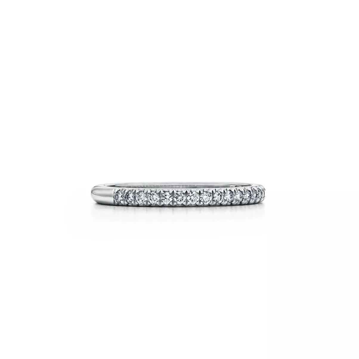 Half Eternity Ring in Platinum with Diamonds, 2 mm Wide