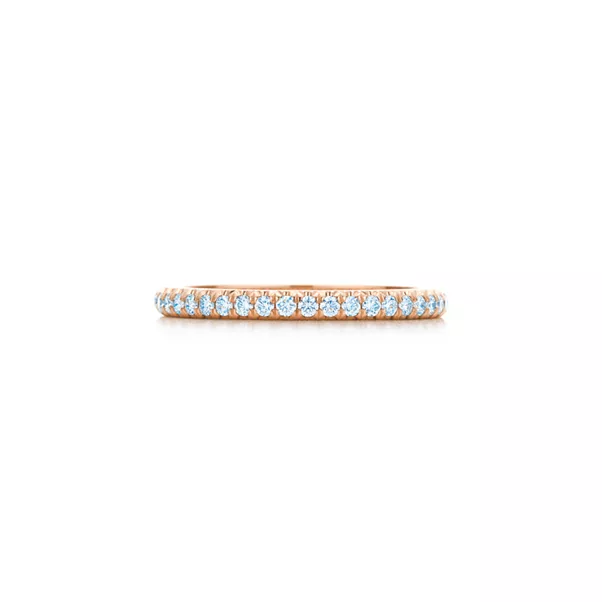 Anillo Half Eternity en oro rosa con diamantes