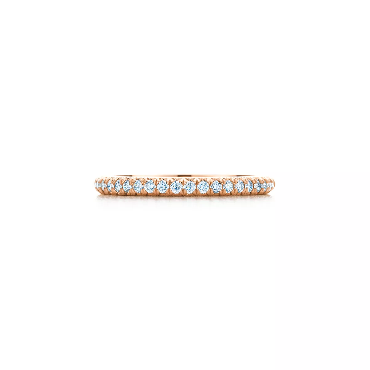 Half Eternity Ring in Rose Gold with Diamonds, 2 mm Wide