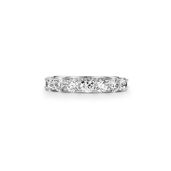 Band Ring in Platinum with a Half-circle of Diamonds, 3.5 mm