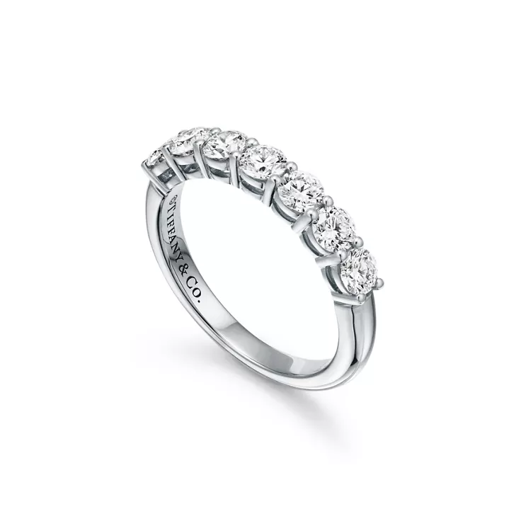 Tiffany Forever:Band Ring in Platinum with a Half-circle of Diamonds, 3.5 mm, 4
