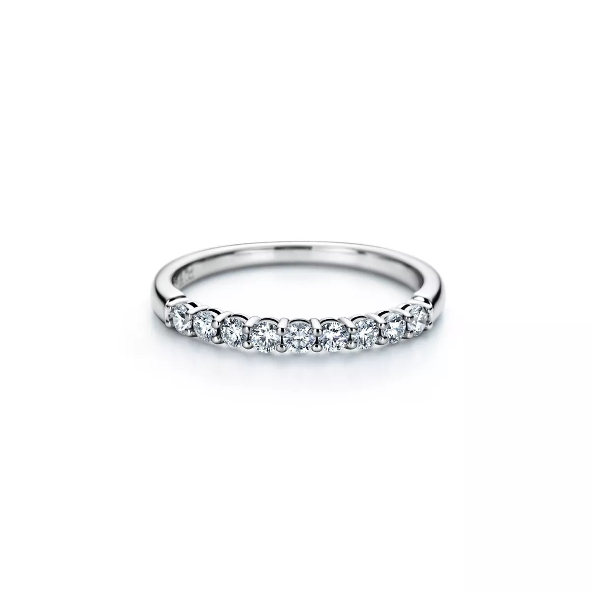 Band Ring in Platinum with a Half-circle of Diamonds, 2.2 mm