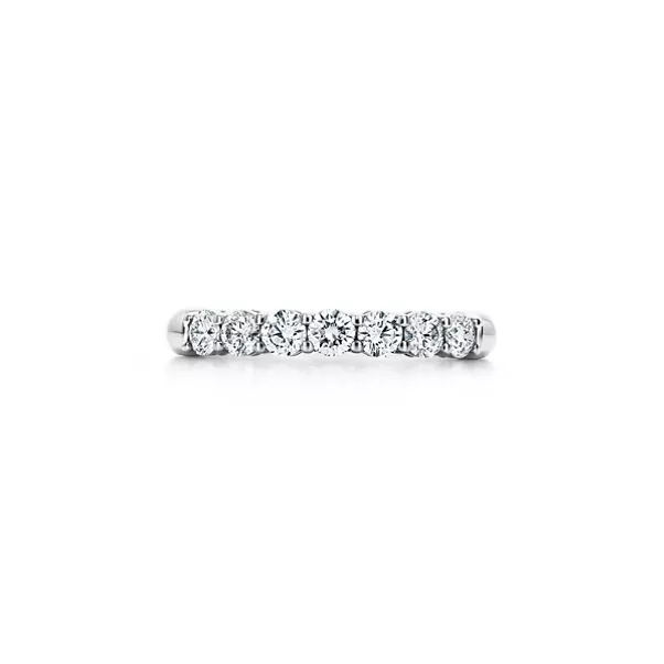 Band Ring in Platinum with a Half-circle of Diamonds, 3 mm Wide