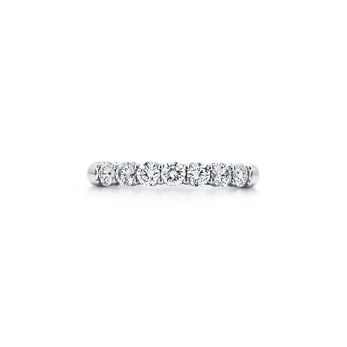 Band Ring in Platinum with a Half-Circle of Diamonds, 3 mm Wide
