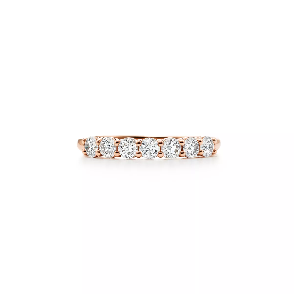 Band Ring in Rose Gold with a Half-circle of Diamonds, 3 mm Wide