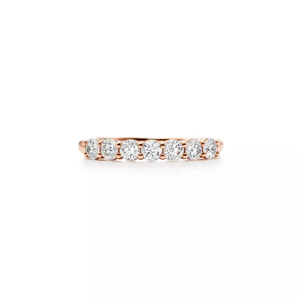 Ehering in Roségold mit Halbkreis aus Diamanten, 3 mm breit