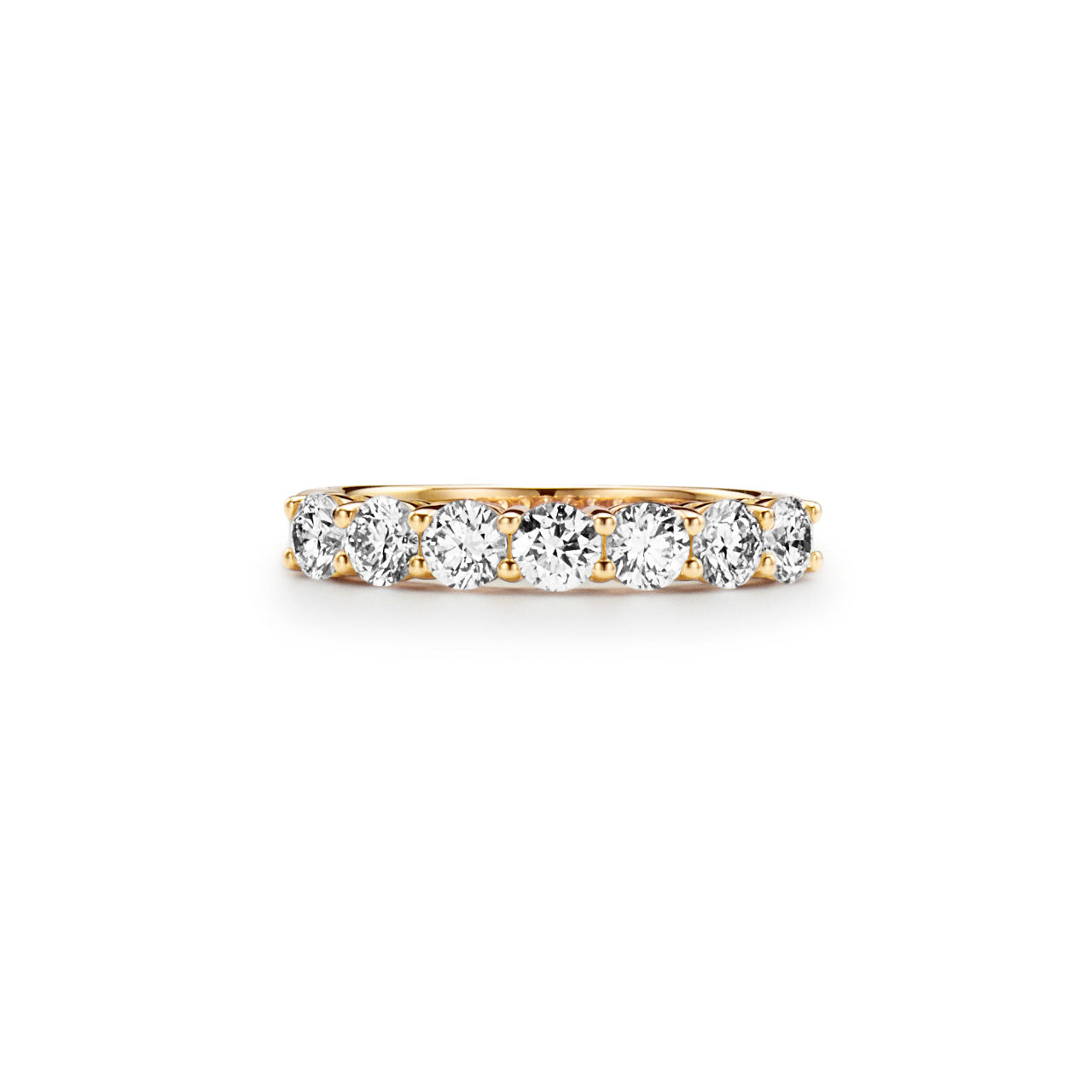 Band Ring in Yellow Gold with a Half-circle of Diamonds, 3.5 mm