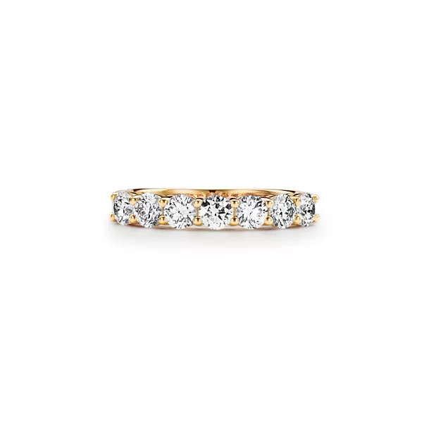 Band Ring in Yellow Gold with a Half-circle of Diamonds, 3.5 mm