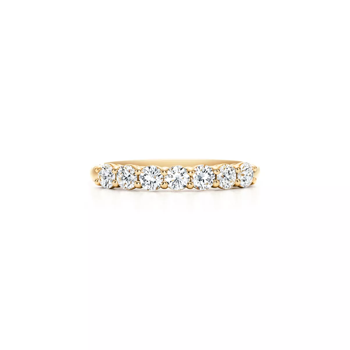 Band Ring in Yellow Gold with a Half-circle of Diamonds, 3 mm