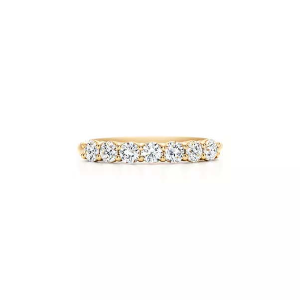 Band Ring in Yellow Gold with a Half-circle of Diamonds, 3 mm