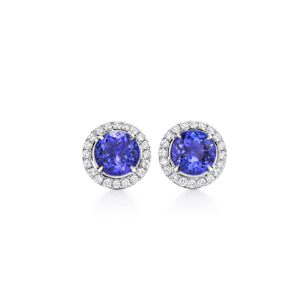 Earrings in Platinum with Tanzanites and Diamonds