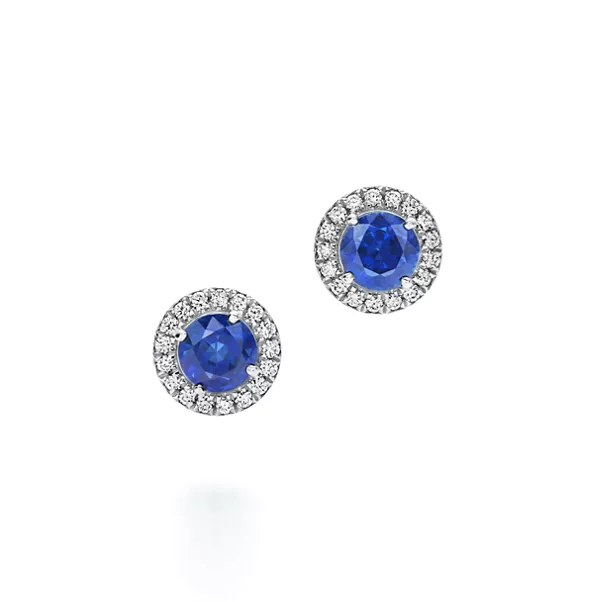 Ohrringe in Platin mit Saphiren und Diamanten