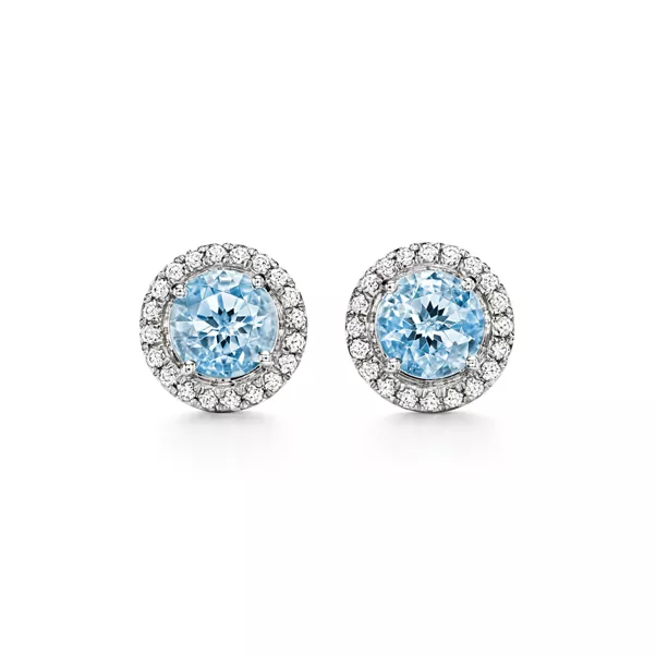 Ohrringe in Platin mit Aquamarinen und Diamanten