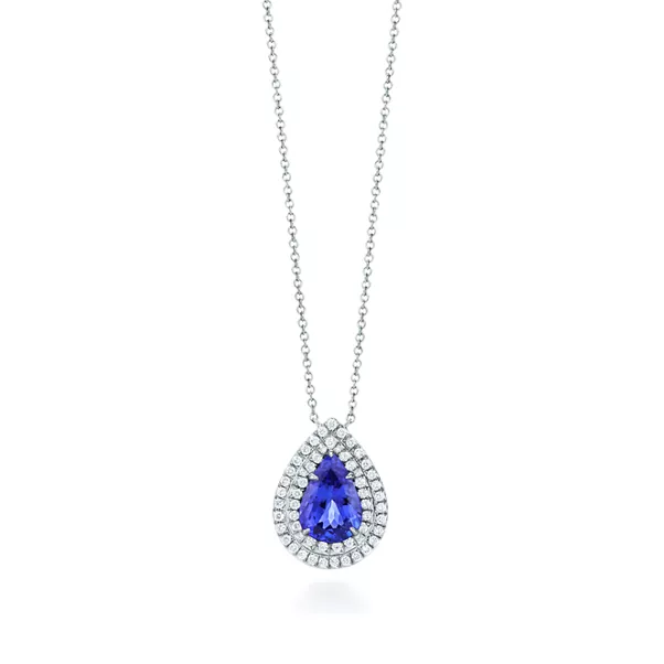 Colgante de platino con una tanzanita y diamantes