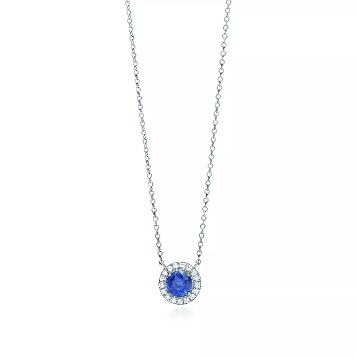Pendant   in Platinum with a Sapphire and Diamonds