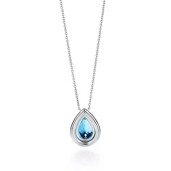 Anhänger in Platin mit einem Aquamarin und Diamanten