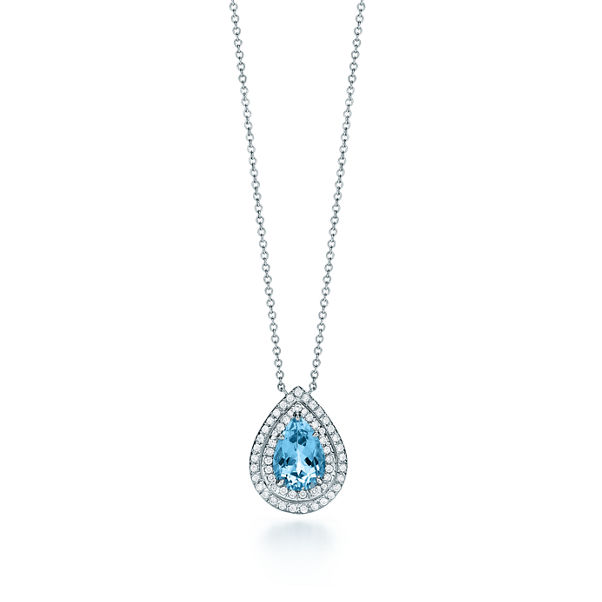 Tiffany Soleste:Aquamarine and Diamond Pendant   