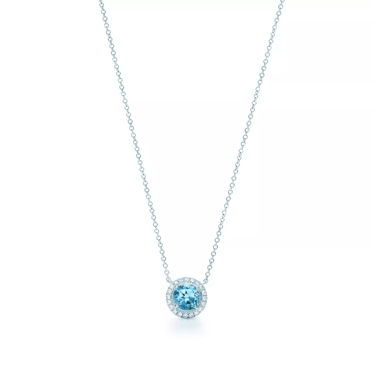 Pendant  in Platinum with an Aquamarine and Diamonds