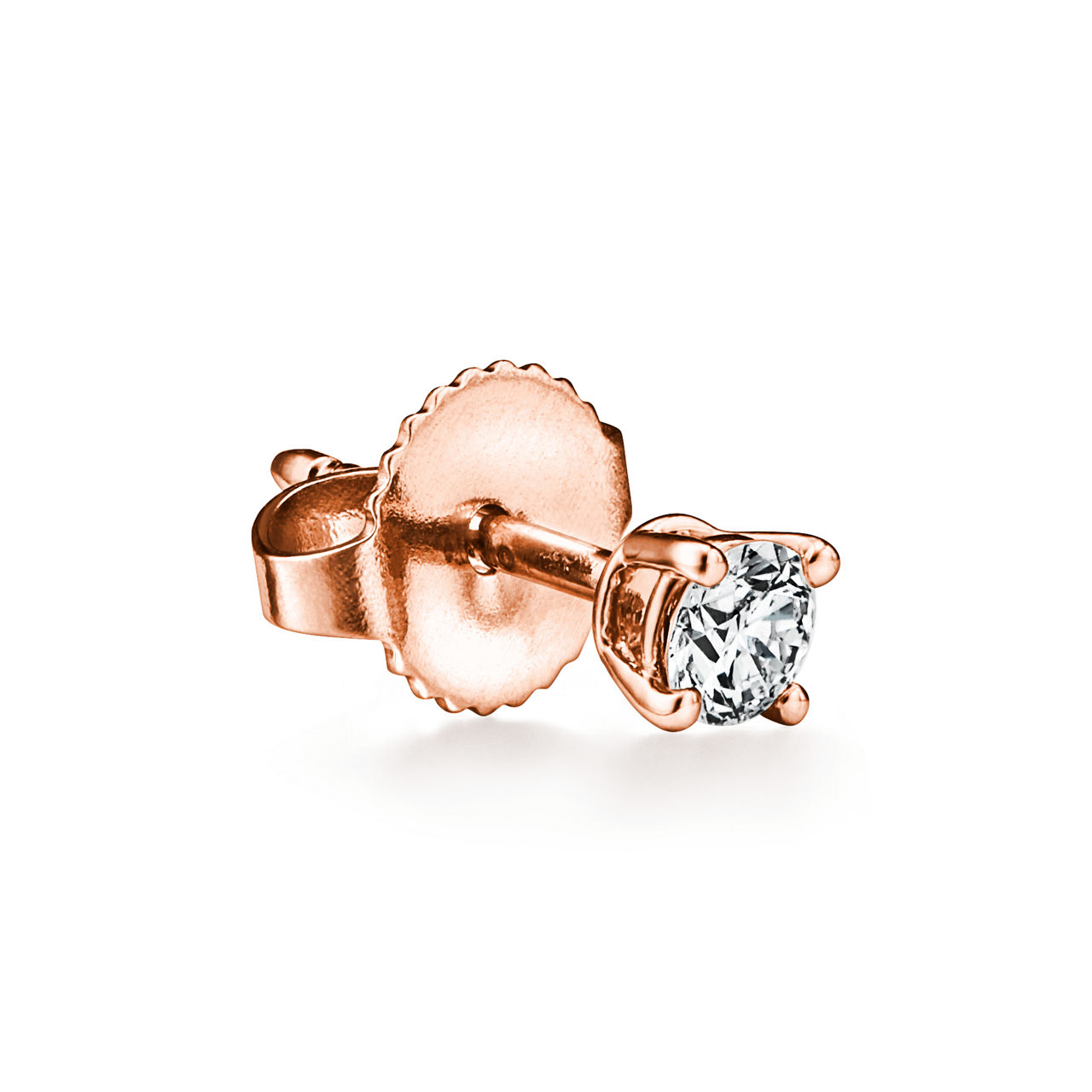 Tiffany Solitaire: Diamond Stud Earrings in Rose Gold image number 2