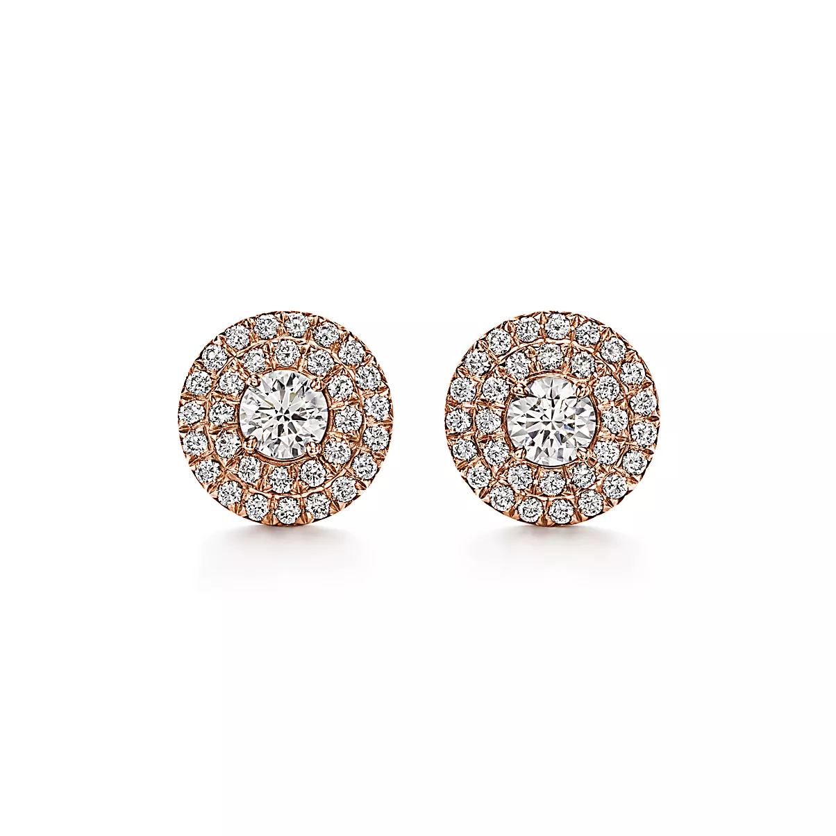 Tiffany Soleste Earrings 18K 로즈 골드 라운드 브릴리언트 다이아몬드 One Scale