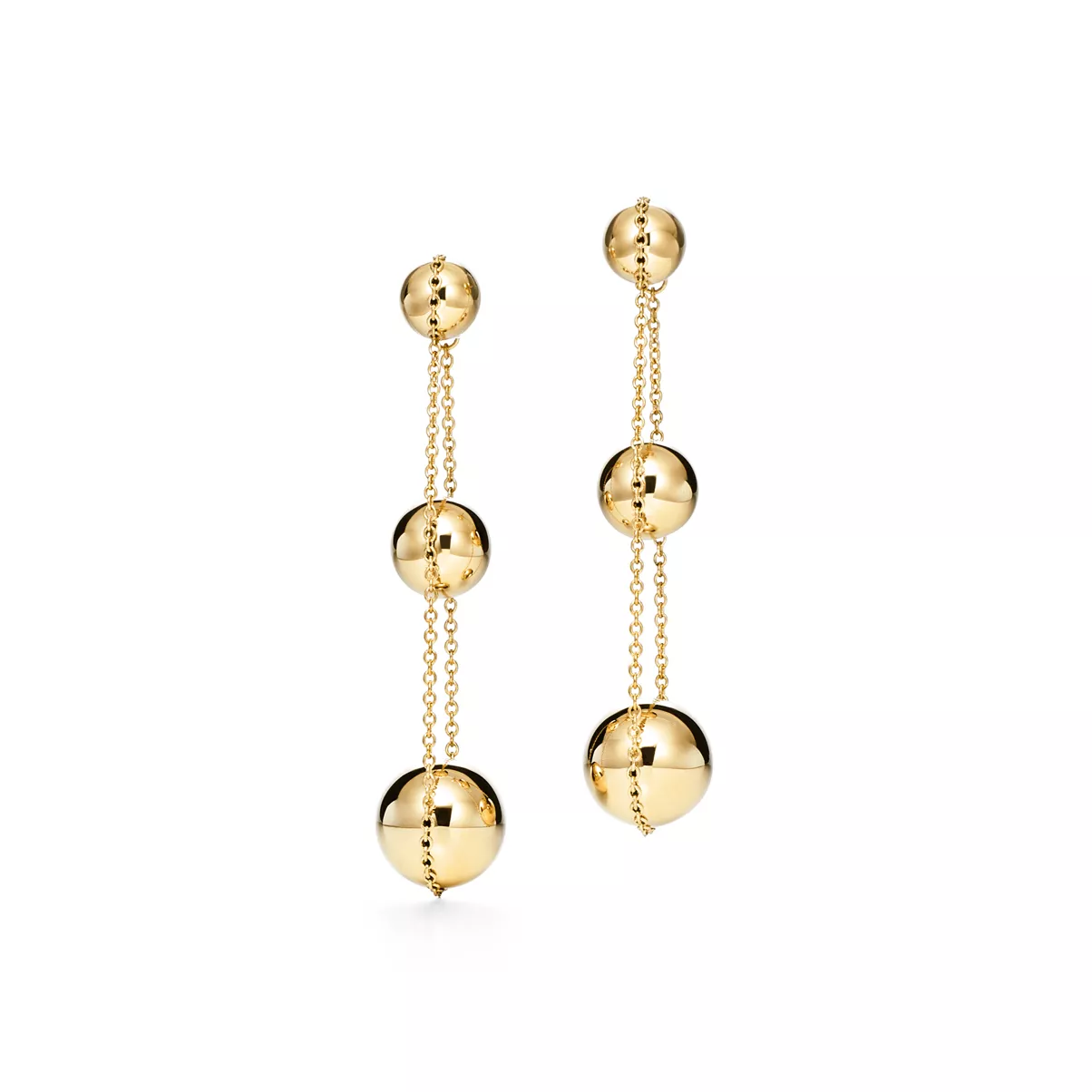 Triple Drop Earrings in Yellow Gold