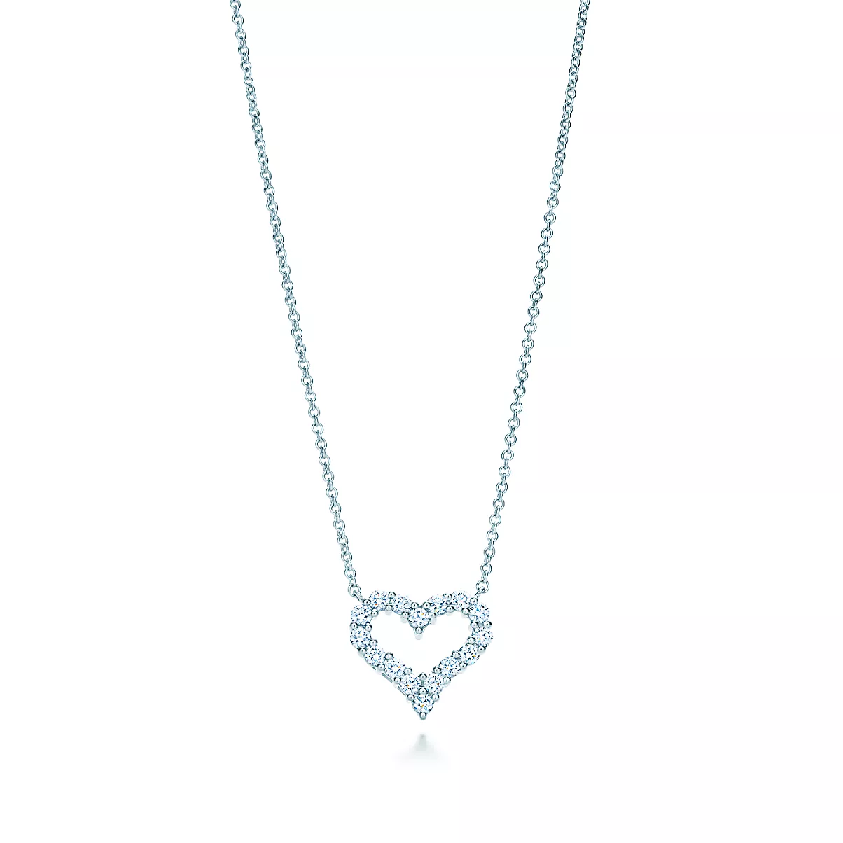 Tiffany Hearts Pendant w/Chain 플래티늄 라운드 브릴리언트 다이아몬드 One Scale