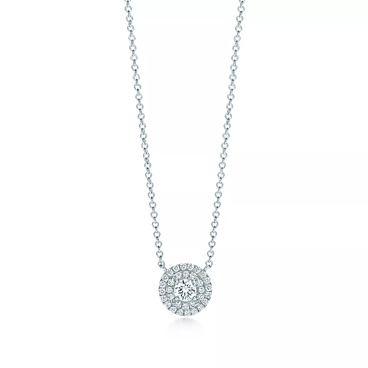 Tiffany Soleste Pendant w/Chain 플래티늄 라운드 브릴리언트 다이아몬드 One Scale