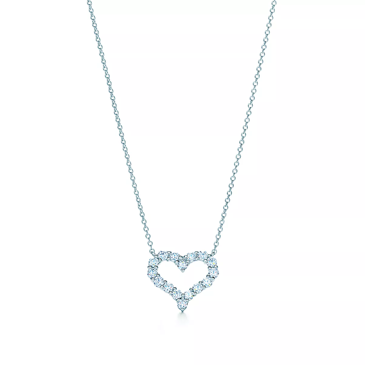 Tiffany Hearts Pendant w/Chain 플래티늄 라운드 브릴리언트 다이아몬드 One Scale
