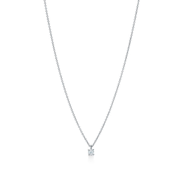 Tiffany Solitaire:Diamond Pendant in Platinum