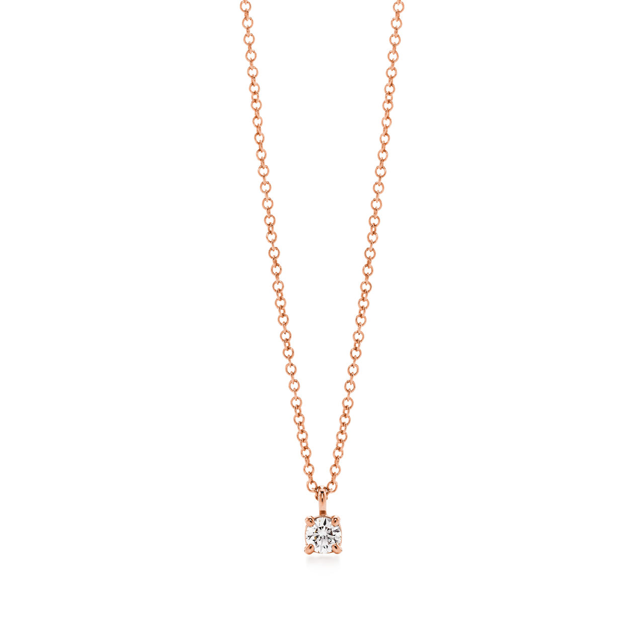 Tiffany Solitaire:Diamond Pendant in Rose Gold image number 0