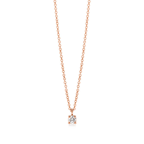 Tiffany Solitaire:Diamond Pendant in Rose Gold