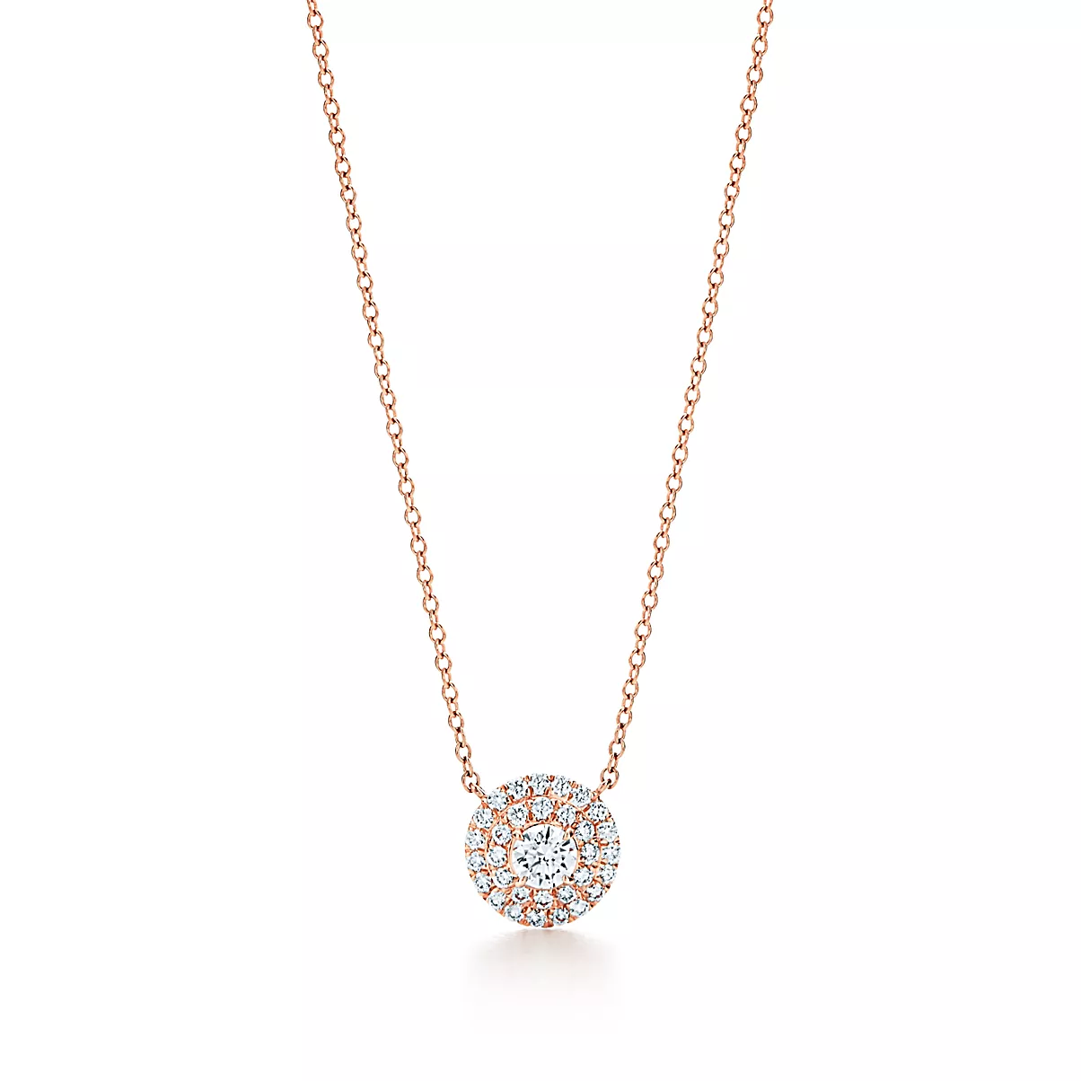 Tiffany Soleste Pendant w/Chain 18K 로즈 골드 라운드 브릴리언트 다이아몬드 One Scale