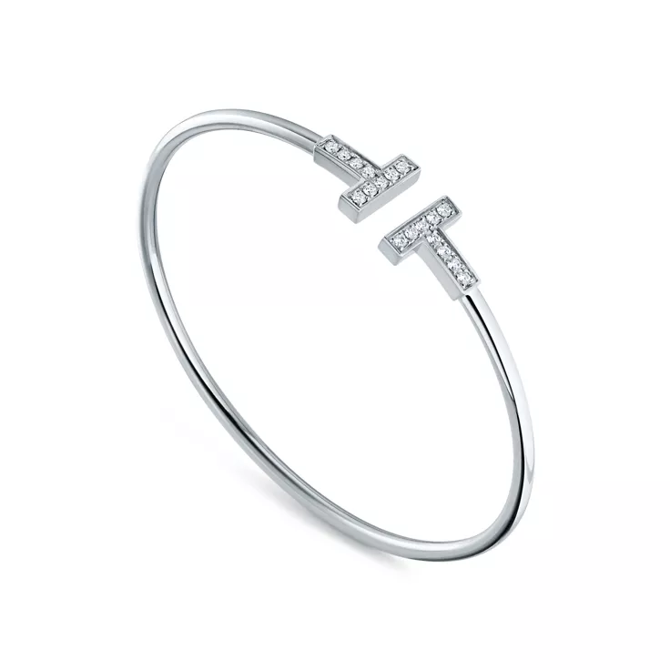 Tiffany T:Diamond Wire Bracelet in White Gold, 4