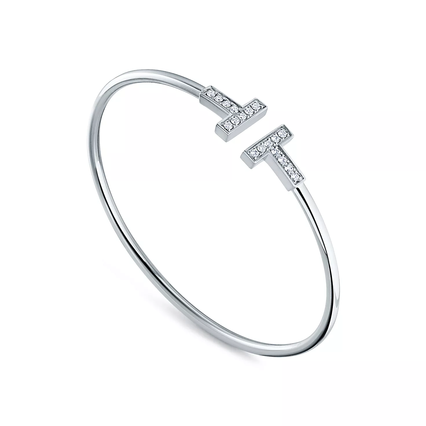 Tiffany T:다이아몬드 와이어 브레이슬릿, 18K 화이트 골드 이미지 번호 4