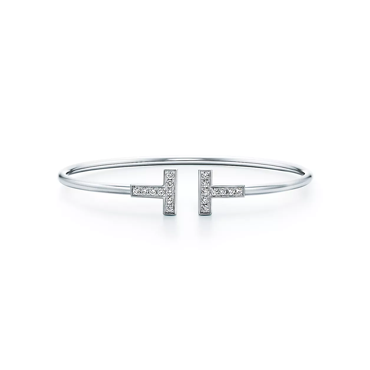 Tiffany T:다이아몬드 와이어 브레이슬릿, 18K 화이트 골드 이미지 번호 0
