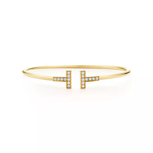 Wire Armreif mit Diamanten in Gelbgold