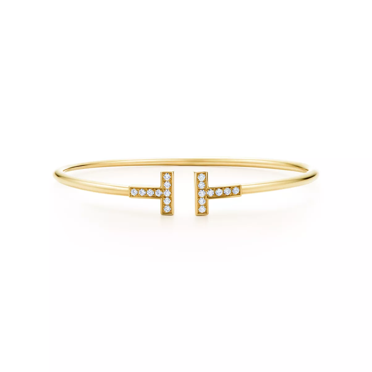 Wire Armreif mit Diamanten in Gelbgold