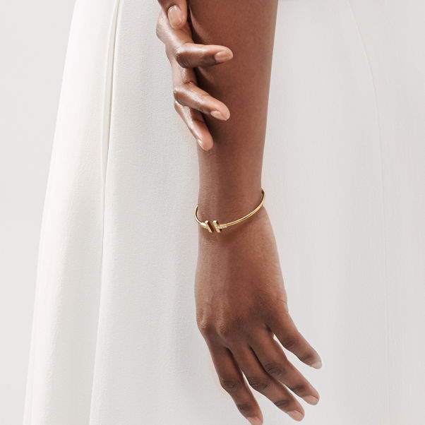 Tiffany T:Diamond Wire Bracelet in Yellow Gold