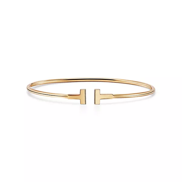 Schmaler Wire Armreif in Gelbgold