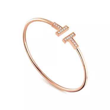 Tiffany T:Diamond Wire Bracelet in Rose Gold, 3