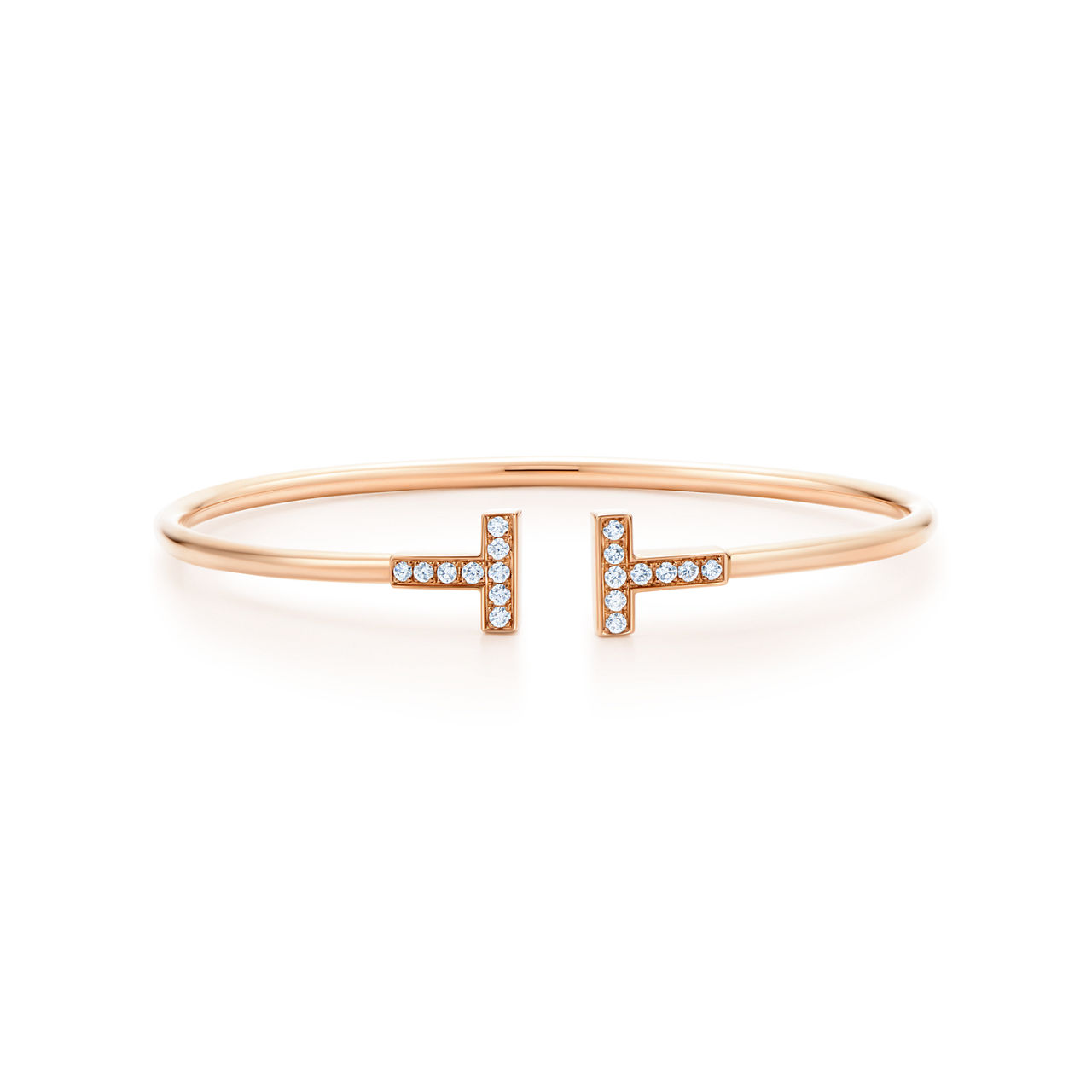 Pulsera Wire de diamantes de oro rosa