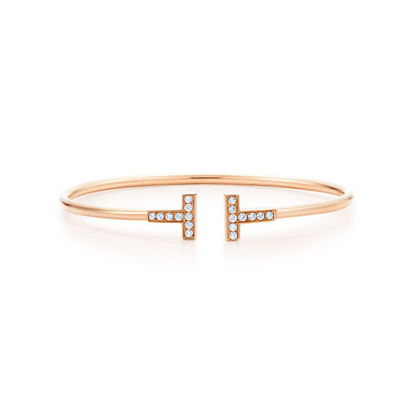 Tiffany T:Diamond Wire Bracelet in Rose Gold