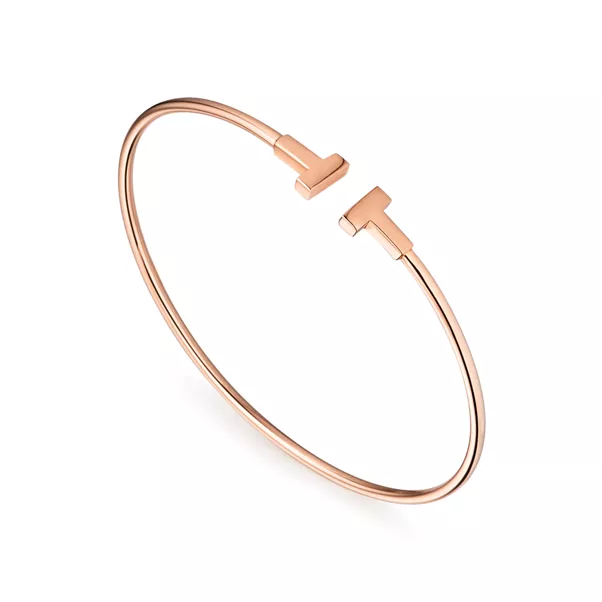 Schmaler Wire Armreif in Roségold