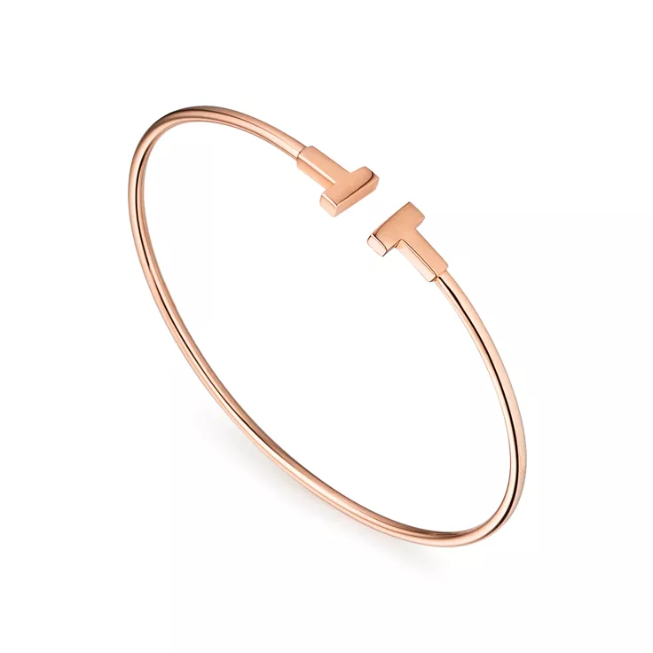 Tiffany T:Narrow Wire Bracelet in Rose Gold, 1