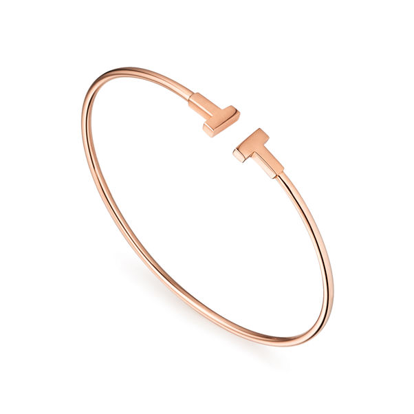 Tiffany T:Narrow Wire Bracelet in Rose Gold