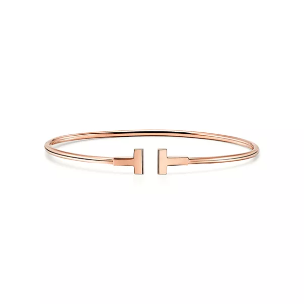 Schmaler Wire Armreif in Roségold