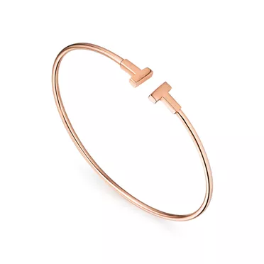 Tiffany T:Narrow Wire Bracelet in Rose Gold, 3