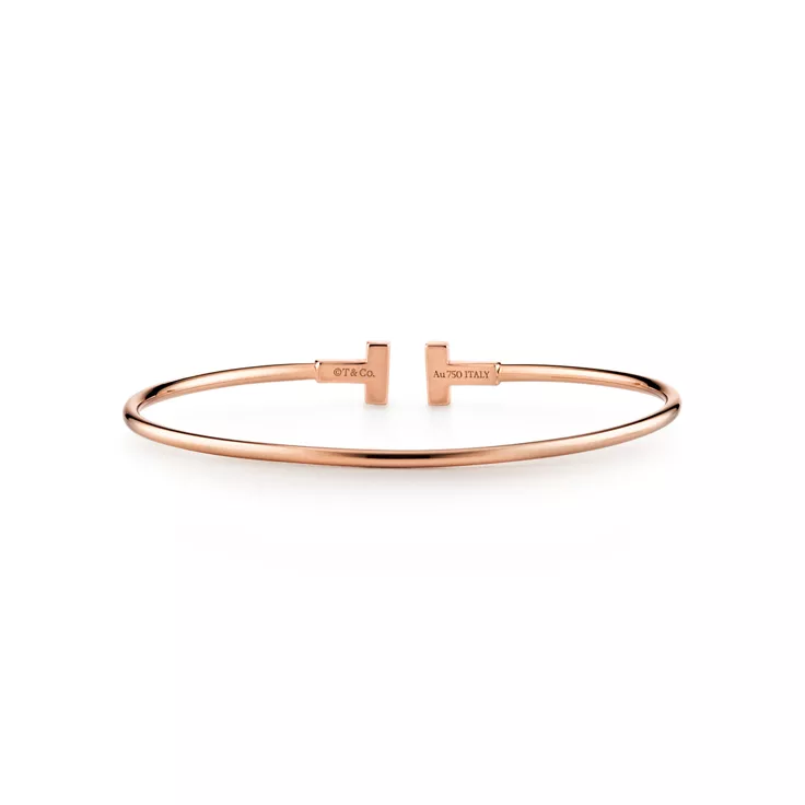 Tiffany T:Narrow Wire Bracelet in Rose Gold, 4